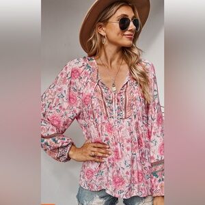 New elings pink boho gorgeous blouse top all sz S M L